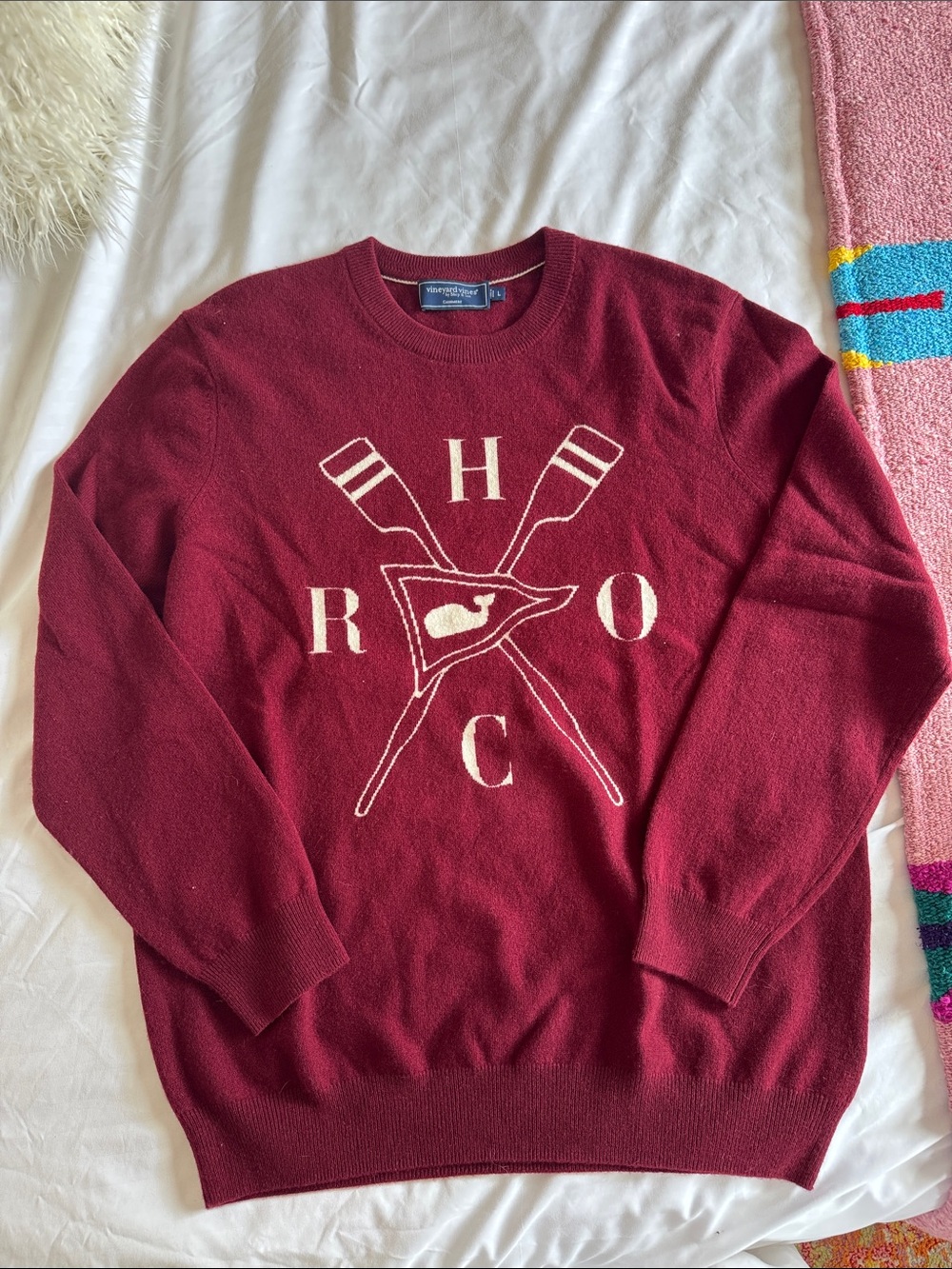 Vineyard Vines Head of the Charles Maroon Cashmere Crewneck Sweater